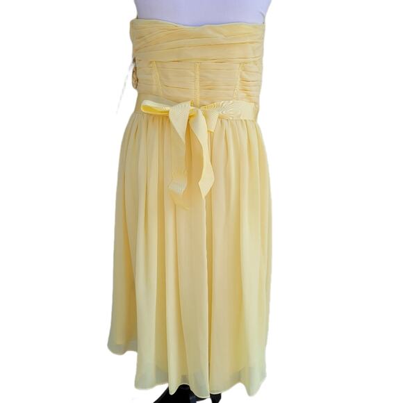 NWT Monique Lhuillier Bridesmaids Pale Yellow Strapless Mini Dress size 10 - Picture 3 of 13